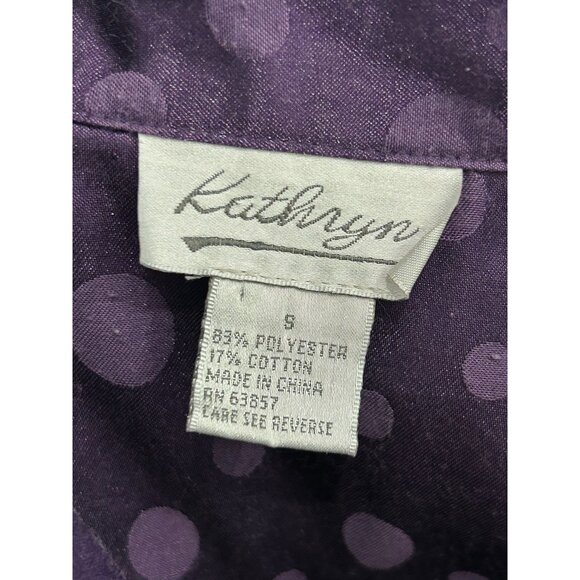 Vintage Kathryn Polka Dot Button Front Pajama Set Purple Sz Small Sleepwear - Picture 5 of 12